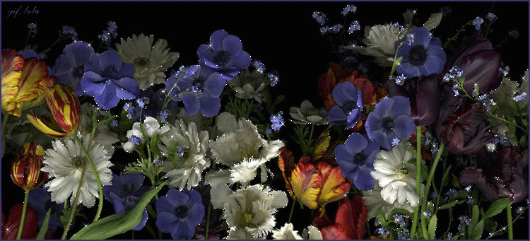 Цветочная поляна~Анимационные блестящие открытки GIF