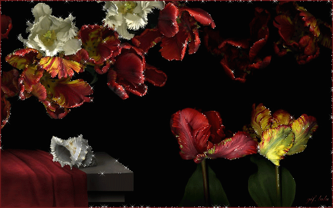 Картинка с цветами~Анимационные блестящие открытки GIF