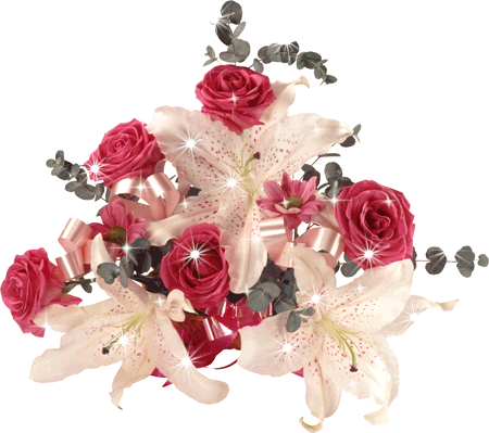 розы и лилии~Анимационные блестящие открытки GIF