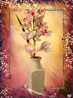 Цветочки в вазе~Анимационные блестящие открытки GIF