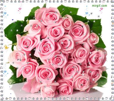 букет роз~Анимационные блестящие открытки GIF