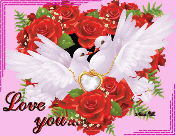 Открытка на День Влюблённых~Анимационные блестящие открытки GIF