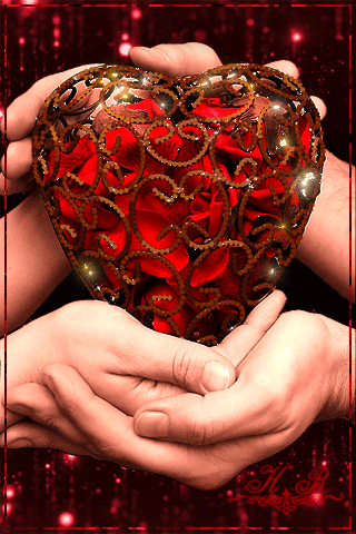 Сердце в руках~Анимационные блестящие открытки GIF