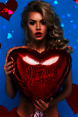 Валентинка любимому на 14 февраля~Анимационные блестящие открытки GIF