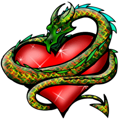 Сердце и змея~Анимационные блестящие открытки GIF