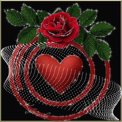 Сердце и роза~Анимационные блестящие открытки GIF