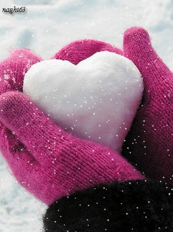 Сердце из снега~Анимационные блестящие открытки GIF