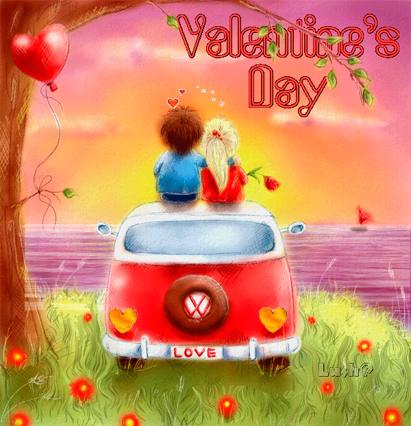 Happy Valentines Day~Анимационные блестящие открытки GIF