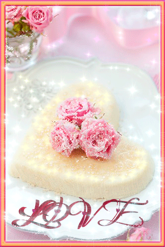 Валентинка с розами~Анимационные блестящие открытки GIF