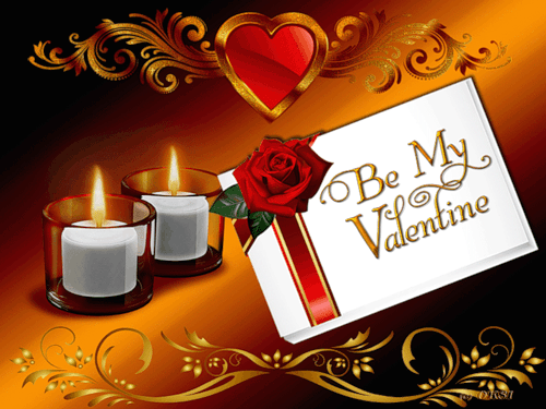 Открытка с Днём всех влюблённых~Анимационные блестящие открытки GIF