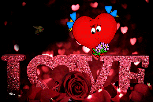 LOVE валентинка с сердечком~Анимационные блестящие открытки GIF