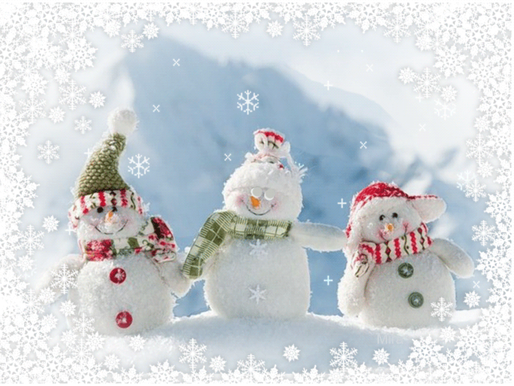 Утренние снеговички~Анимационные блестящие открытки GIF