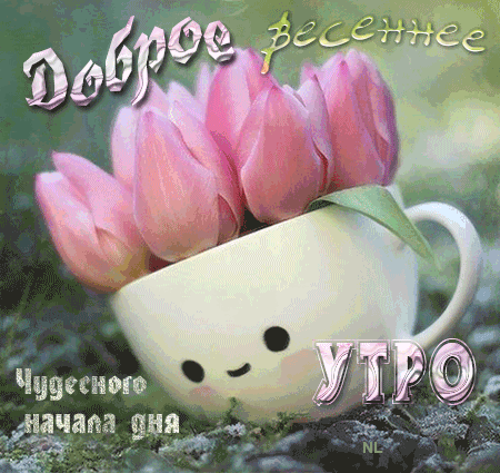 Утренние тюльпаны~Анимационные блестящие открытки GIF