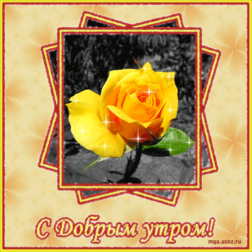 желтая роза~Анимационные блестящие открытки GIF