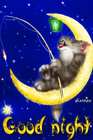 Good night анимашка~Анимационные блестящие открытки GIF