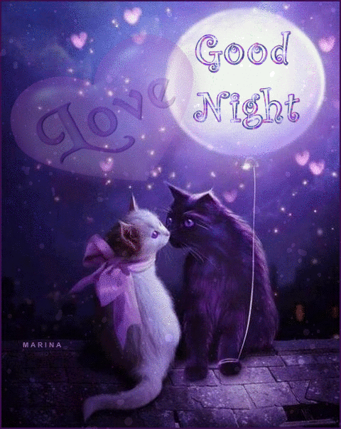 GOOD NIGHT~Анимационные блестящие открытки GIF
