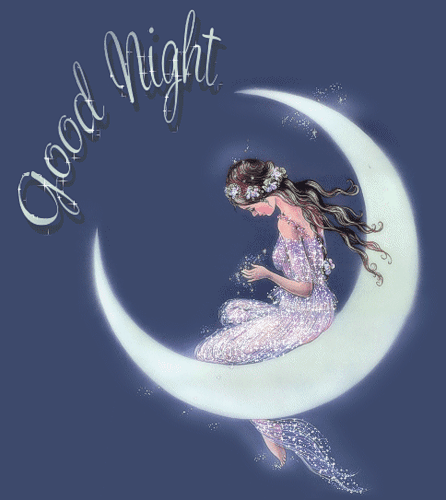 Спокойной ночи~Анимационные блестящие открытки GIF