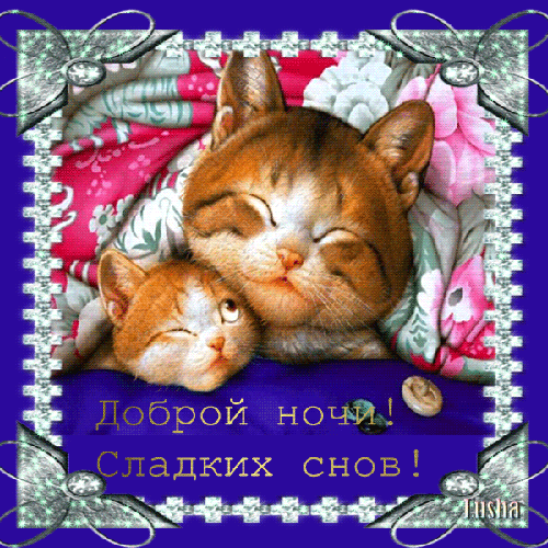 Доброй ночи! Сладких снов!~Анимационные блестящие открытки GIF