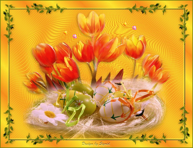 Пасхальные яйца и цветы~Анимационные блестящие открытки GIF