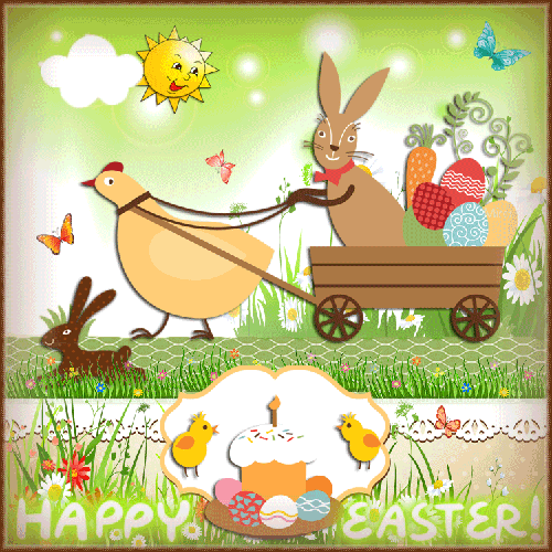 Happy Easter~Анимационные блестящие открытки GIF