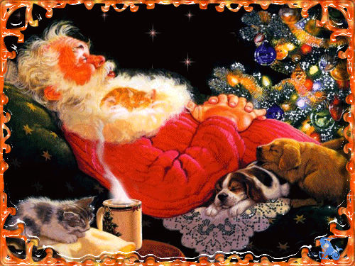Санта Клаус~Анимационные блестящие открытки GIF