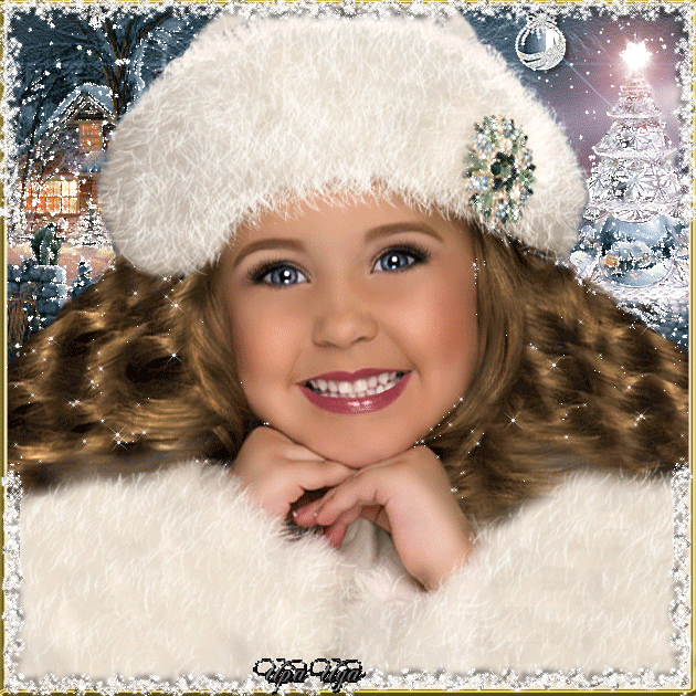 Красивая блондинка, снег, зима~Анимационные блестящие открытки GIF