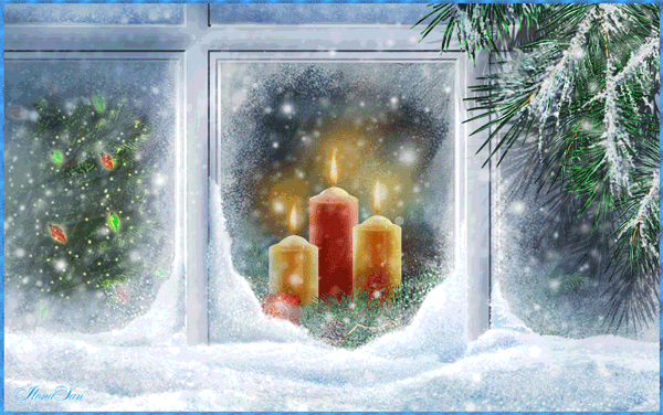 Новогодние свечи~Анимационные блестящие открытки GIF