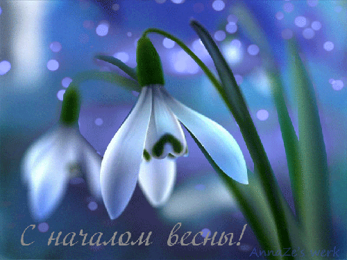 С началом весны!~Анимационные блестящие открытки GIF