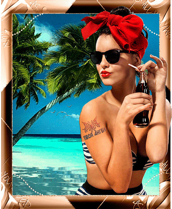 Девушка на пляже - Лето открытки и картинки