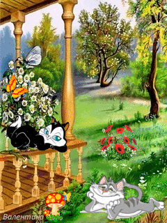 летний сад~Анимационные блестящие открытки GIF