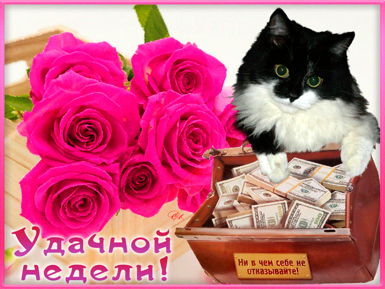 Удачной и денежной недели~Анимационные блестящие открытки GIF