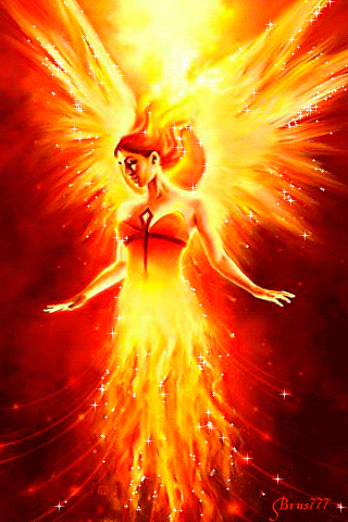 Девушка в огне~Анимационные блестящие открытки GIF