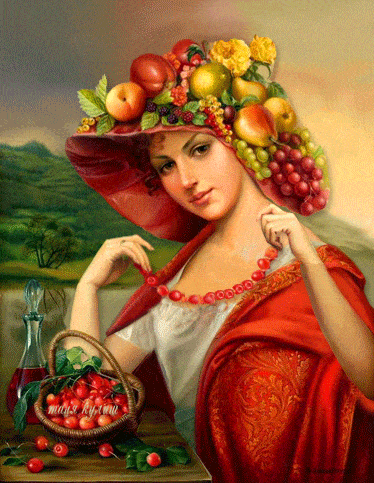 Девушка и фрукты - Девушки открытки и картинки