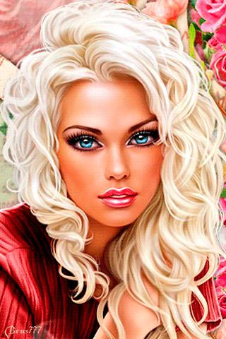 Красивая девушка блондинка~Анимационные блестящие открытки GIF