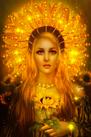 Сунна норвежская Богиня Солнца~Анимационные блестящие открытки GIF