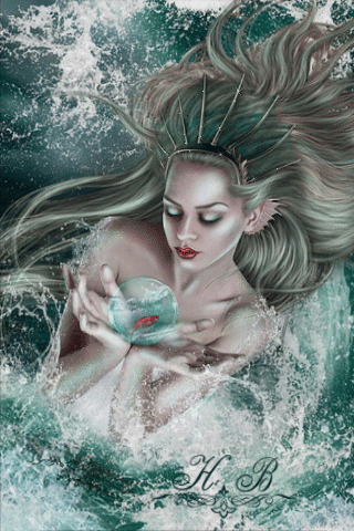 Нереида морская нимфа~Анимационные блестящие открытки GIF