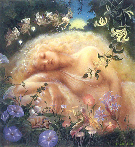 Спящая красавица~Анимационные блестящие открытки GIF