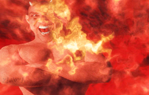 Дьявол в огне~Анимационные блестящие открытки GIF