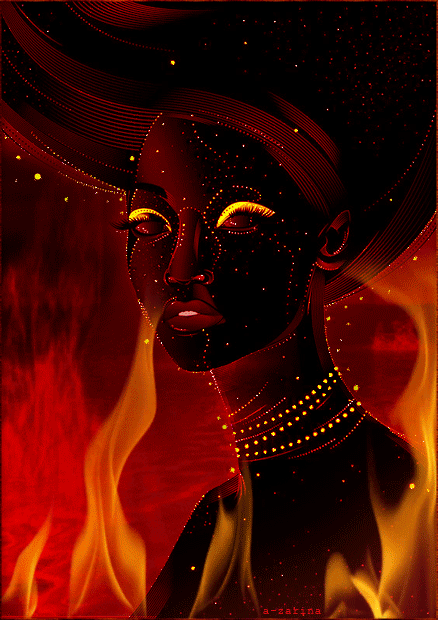Повелительница огня~Анимационные блестящие открытки GIF