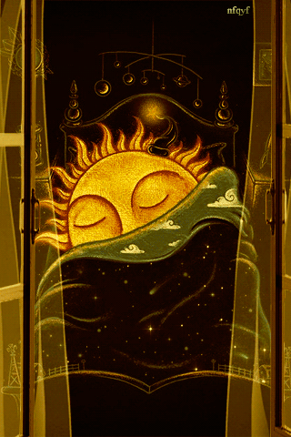 Спящее солнце~Анимационные блестящие открытки GIF