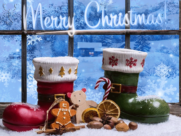 С Великим Светлым Рождеством!~Анимационные блестящие открытки GIF
