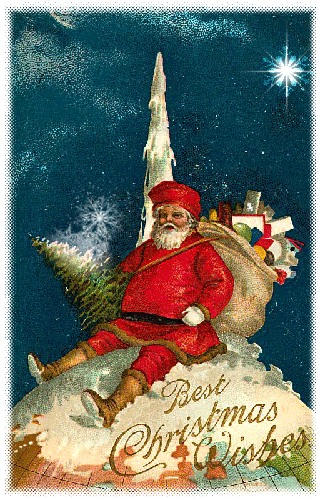 Рождество старинная открытка~Анимационные блестящие открытки GIF