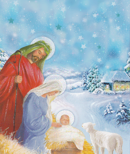 Рождество Иисуса Христа~Анимационные блестящие открытки GIF