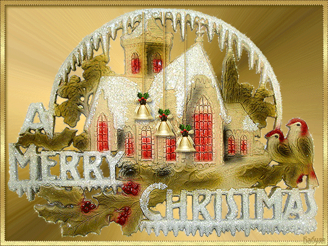 Весёлого Рождества~Анимационные блестящие открытки GIF