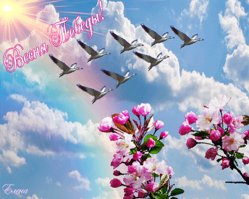 Весна победы~Анимационные блестящие открытки GIF