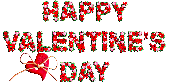 Надпись Happy Valentine’s Day~Анимационные блестящие открытки GIF