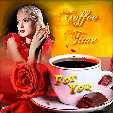 Время пить кофе...~Анимационные блестящие открытки GIF