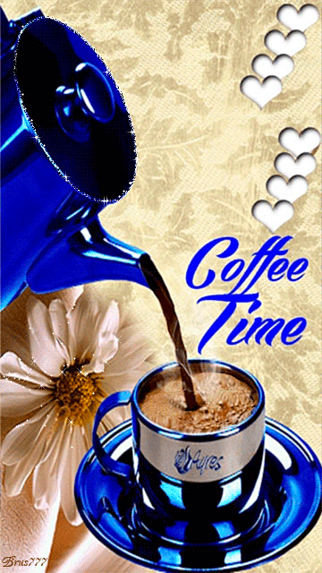 Время пить кофе~Анимационные блестящие открытки GIF