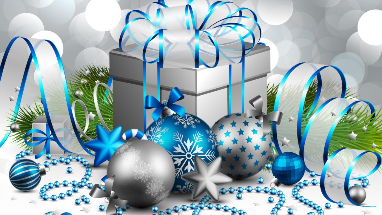 Картинка в серебристых цветах на рождество~Анимационные блестящие открытки GIF