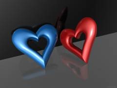 Синий и красный сердечки